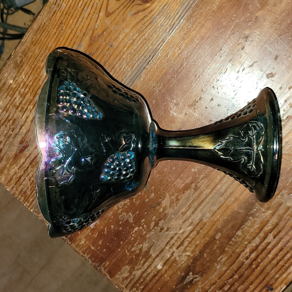 Carnival glass footed,